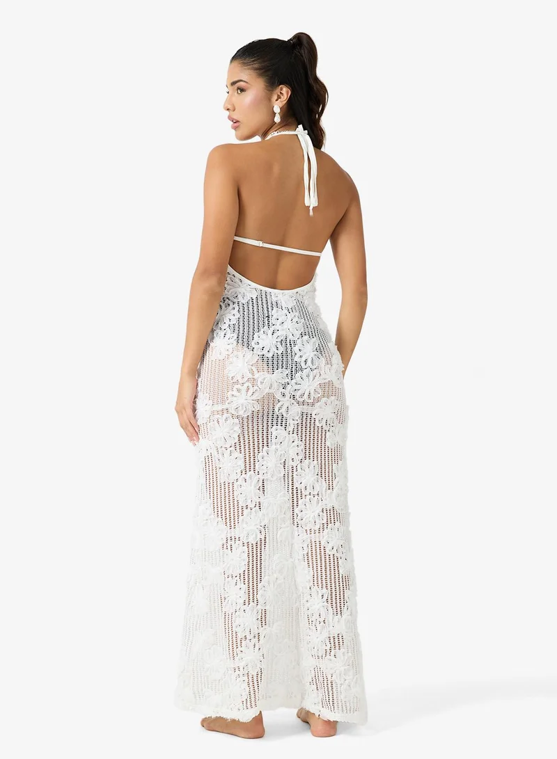 Ginger Halter Neck Crochet Beach Dress